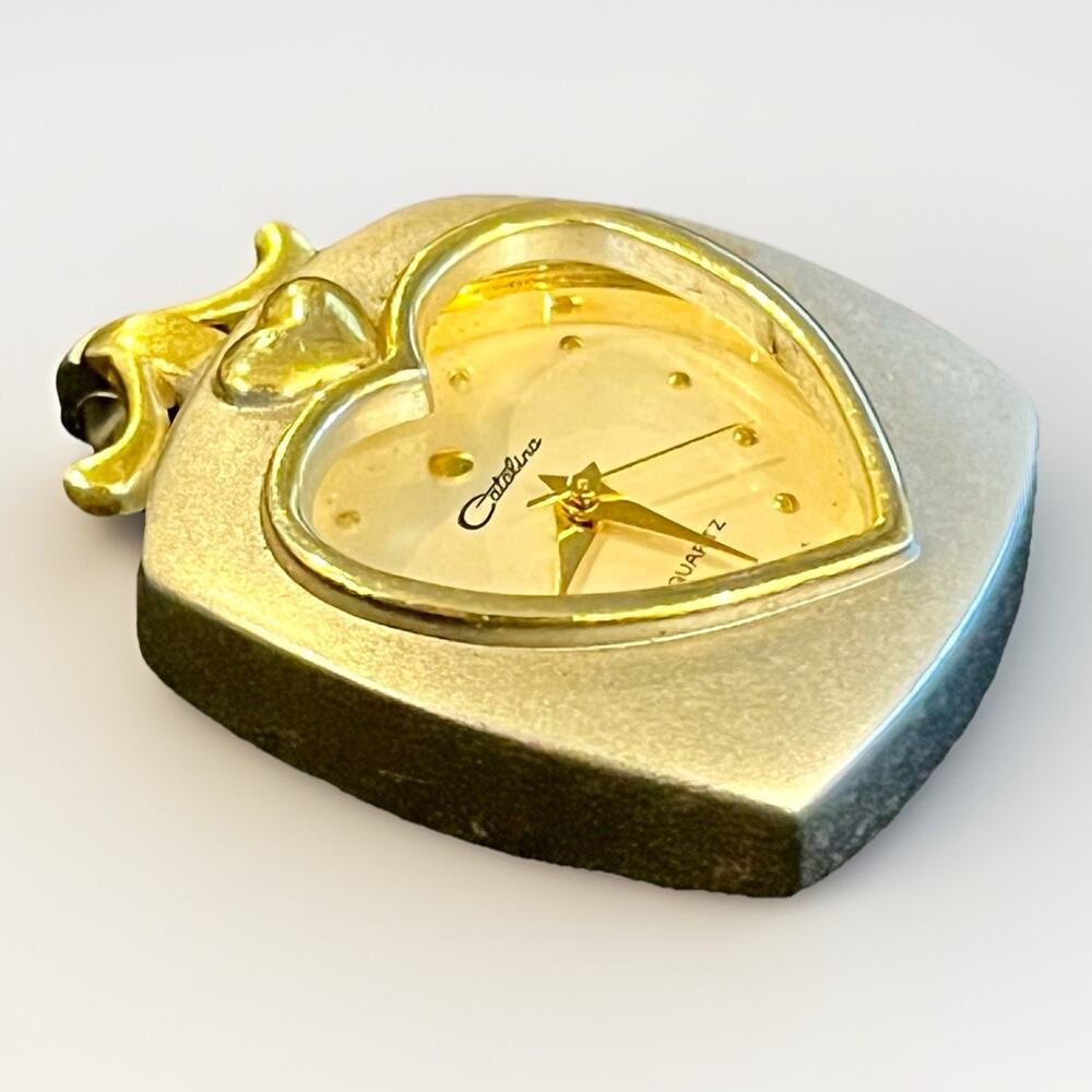 Catalina Watch Pendant Necklace CT016 Silver Tone Chain and Case Gold Accents - Picture 5 of 7